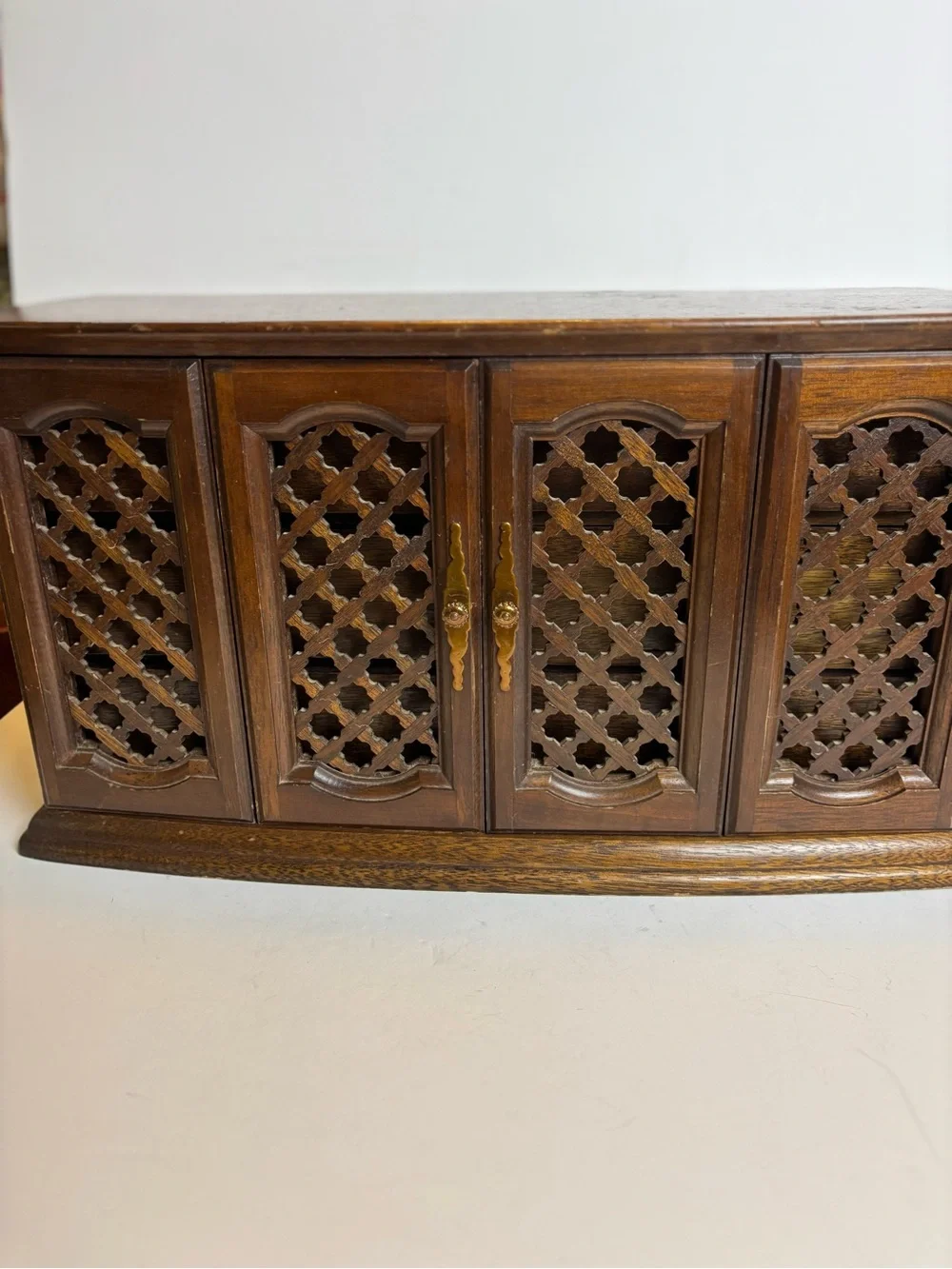 Vintage Mele Large Wooden Jewelry Box-Lattice Doors/Jewelry Storage Organizer